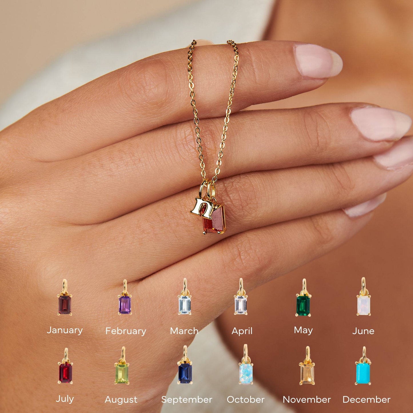 Birthstone Necklace Stainless Steel